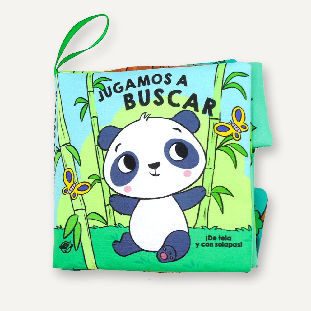 Cuentos para bebés - Jugamos a buscar : Libro de tela suave para bebés entre 0 y 36 meses. Interactivo, con solapas, sonido estimulante y un espejo.